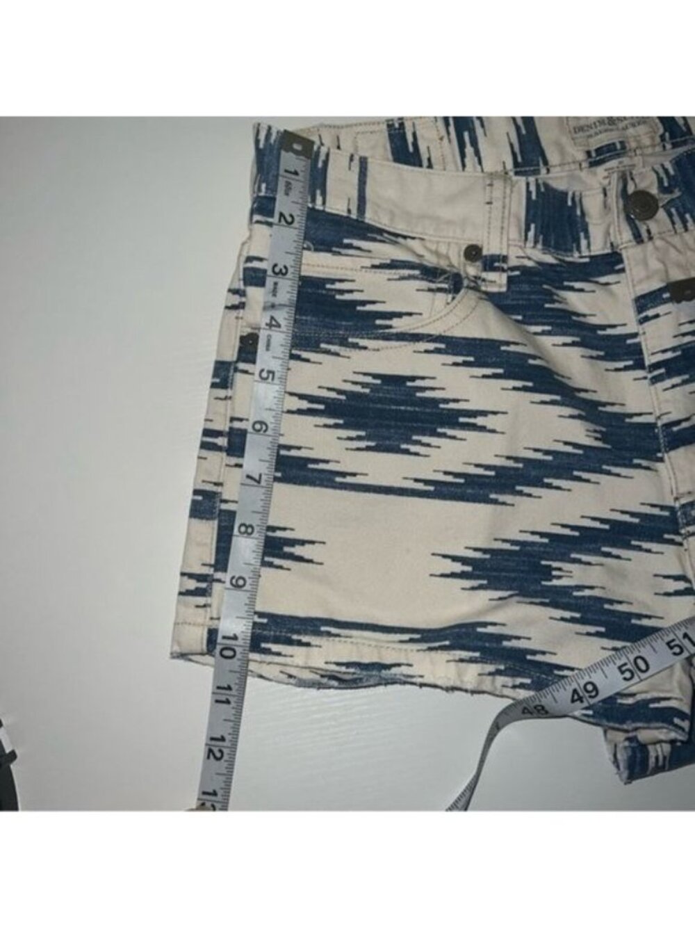 Denim & Supply Shorts Womens 28 Blue White Cotton Tribal Print High-Rise Denim - Picture 6 of 10